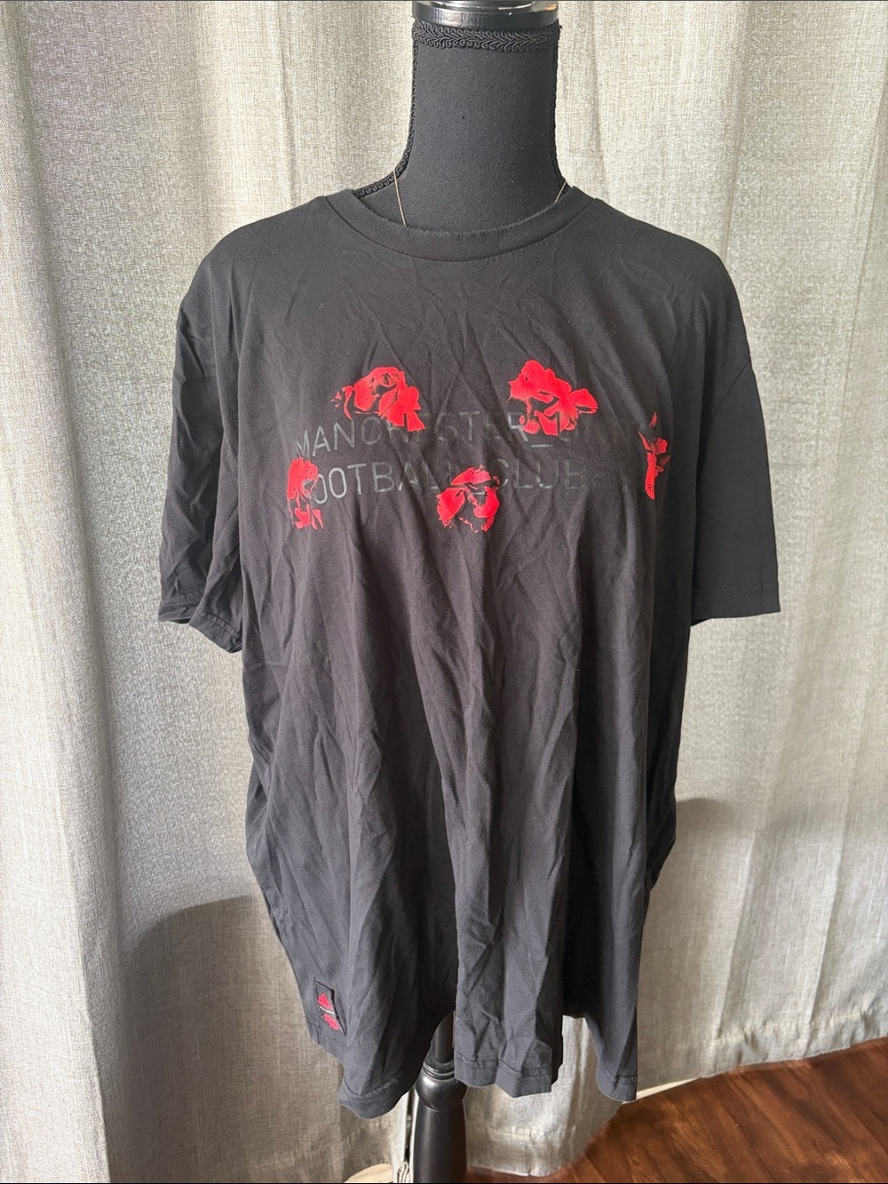 adidas Black Short-Sleeve Tee with Red Floral Prints